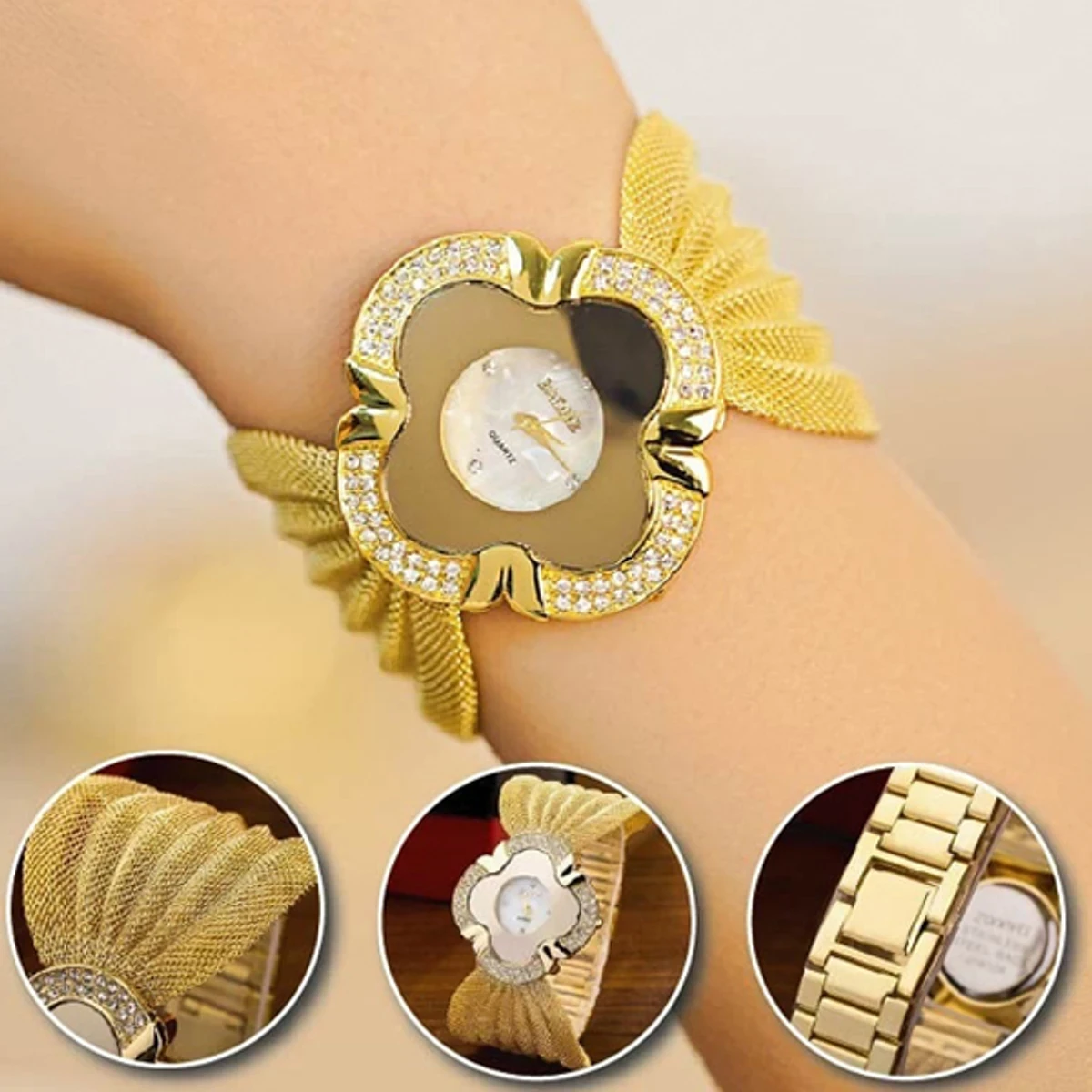 ELEGANT BUTTERFLY GOLD & SILVER WATCH